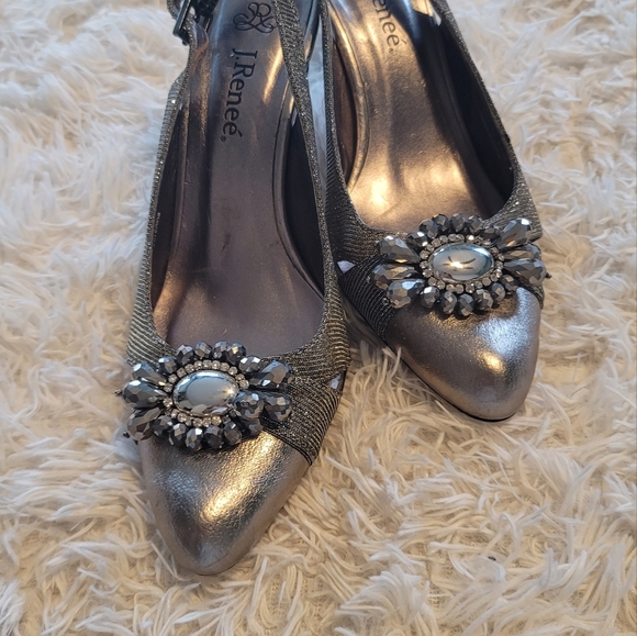 J.Renee Shoes - J.Renee Melody Metallic Jeweled Slingback Pumps